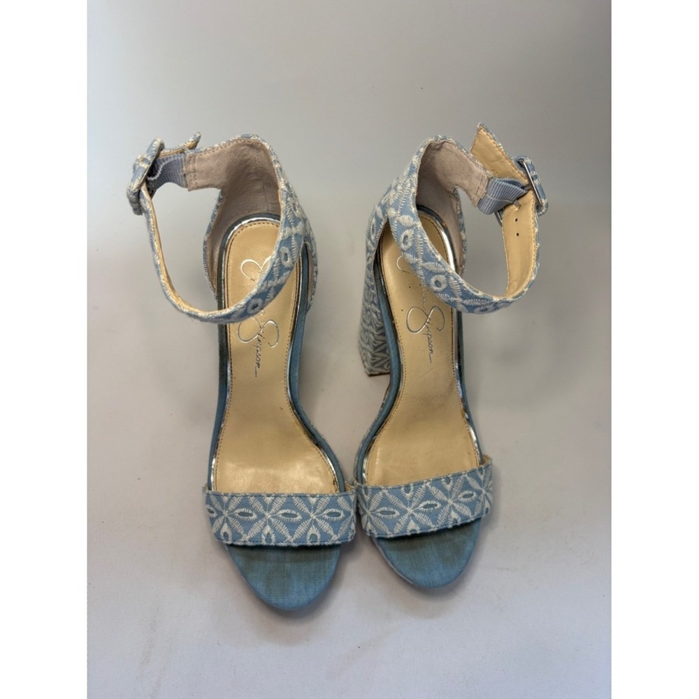 Jessica Simpson Caiya Blue Floral Jacquard Platform Heels‎ Size 8.5 - Picture 3 of 8